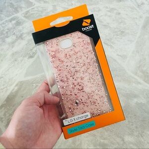 NWT LG X charge pink sparkly speckled style-tact protective phone case